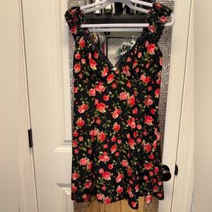 Liberty Love Black and Red Floral Mini Dress